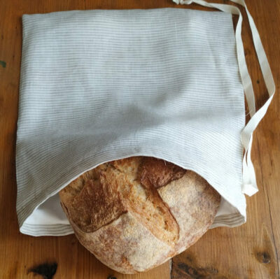 Csíkos kenyeres zsák pul és lenvászon anyagból